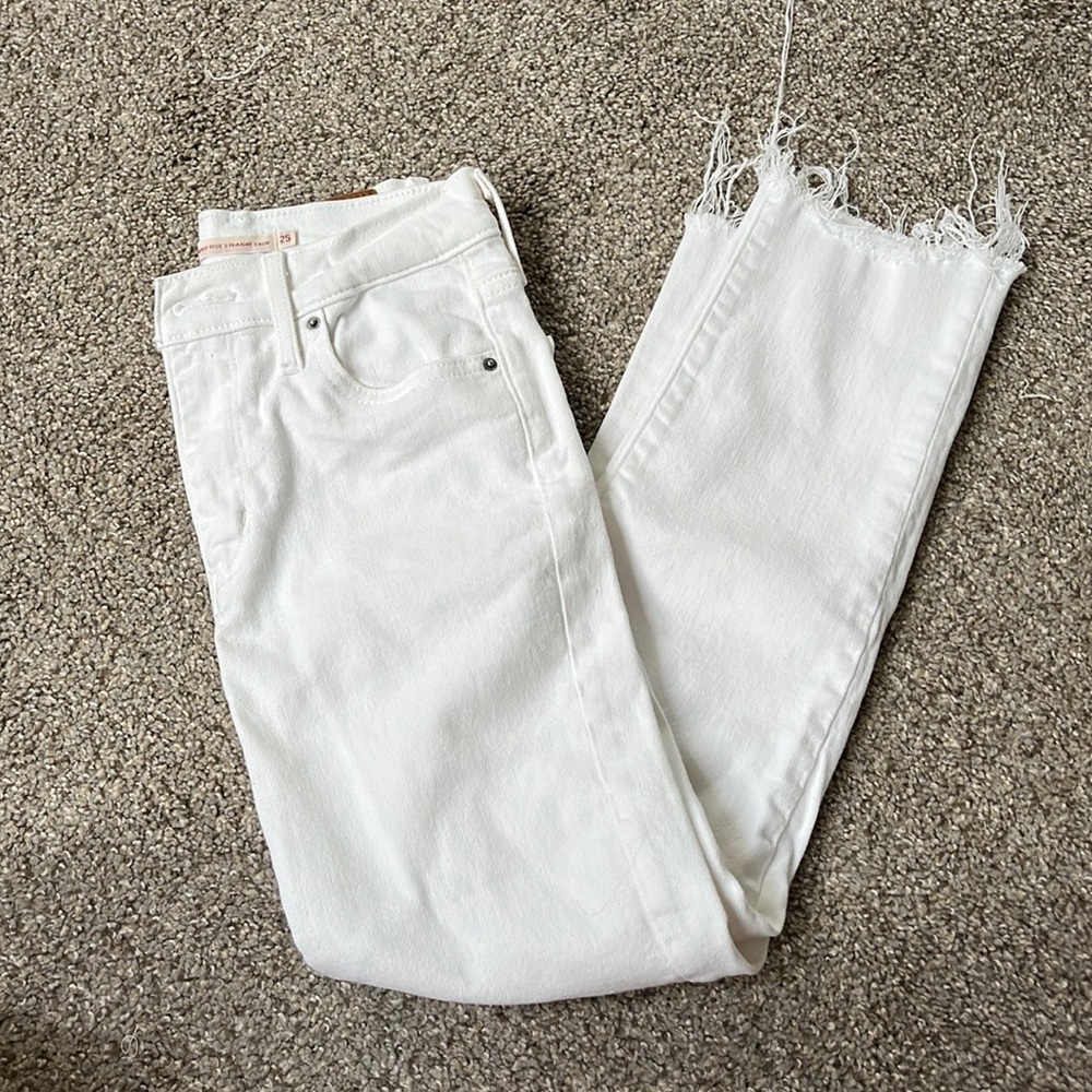 Levi high rise straight crop jeans